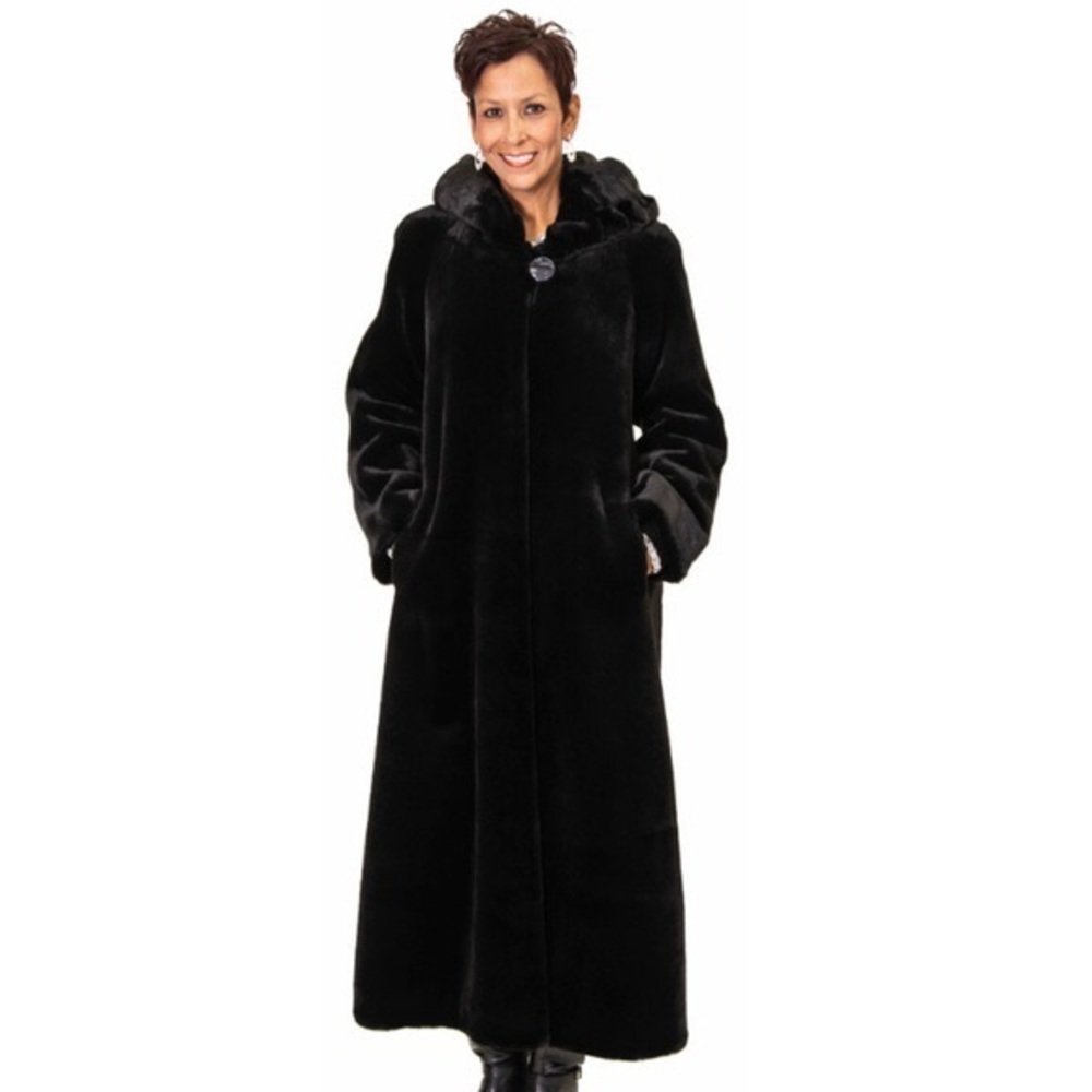 NWOT Nuage Full Length Faux Beaver Hooded Coat